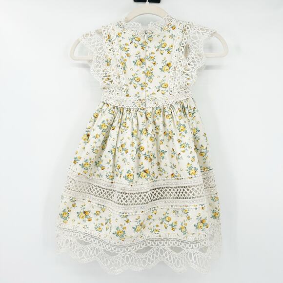 Trish Scully Girls Cottagecore Prairie Spring Lace Flutter Sleeve Floral Dress 5 - Picture 10 of 10